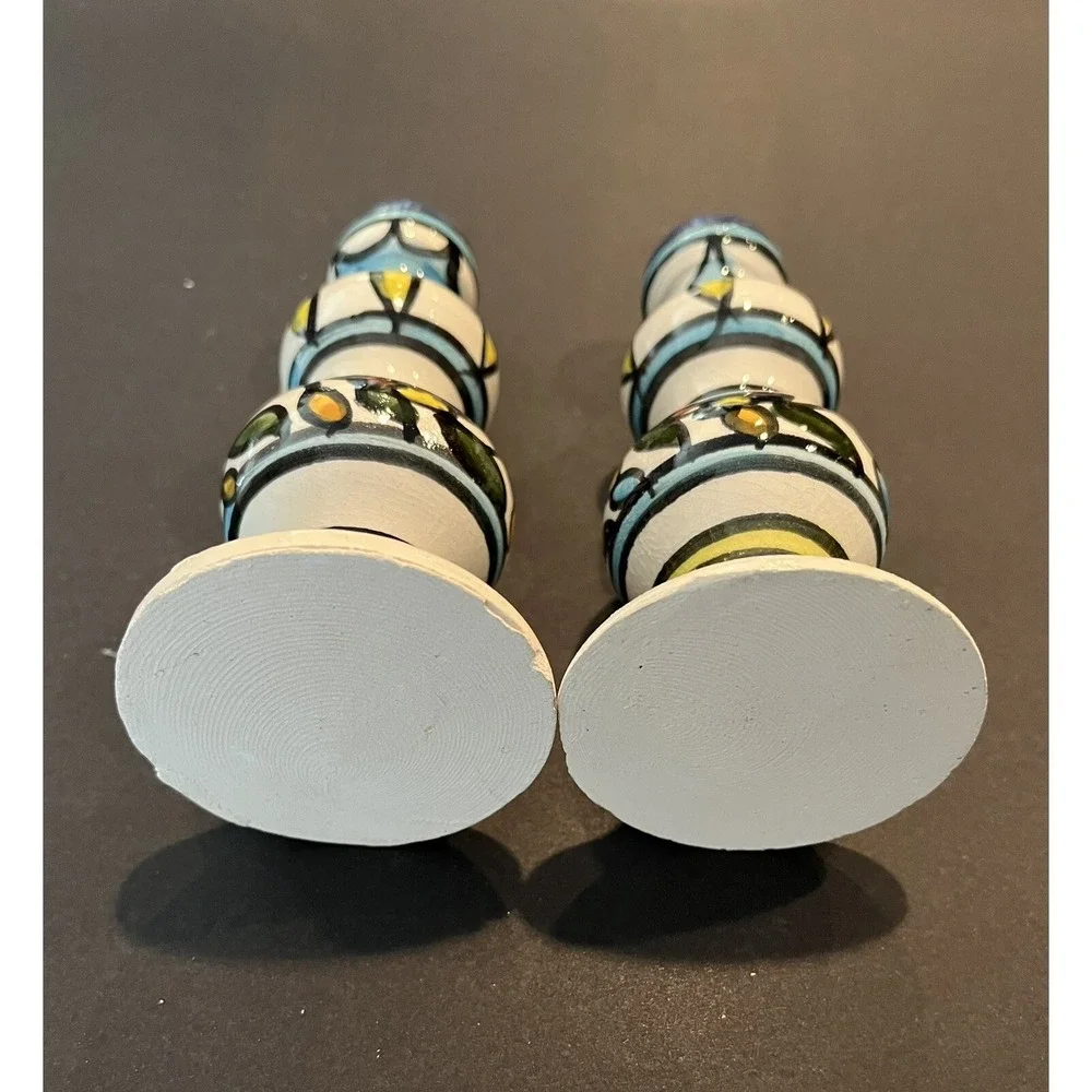 Israeli Ceramic Pottery Iznik Shabat Candlesticks Hand‎ Painted